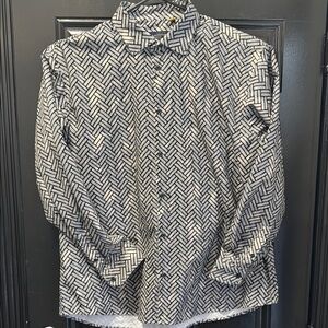 EUC 3X Suslo Couture limited edition textured Pattern, button-down, long sleeve
